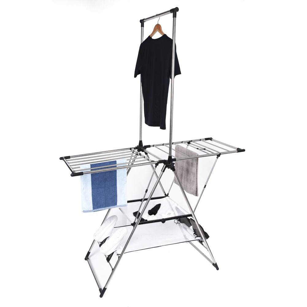 Winged Clothes Airer with Garment Rack