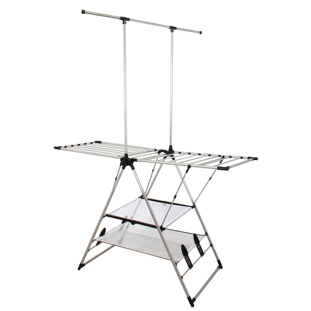 Winged Clothes Airer with Garment Rack