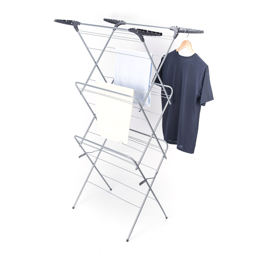 3 Tier Heavy Duty Clothes Airer with 4 Corner Hooks